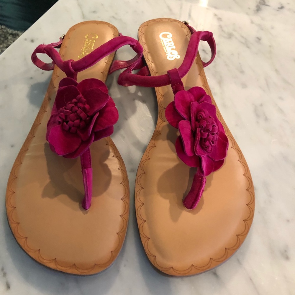 Carlos Santana fuchsia suede sandals